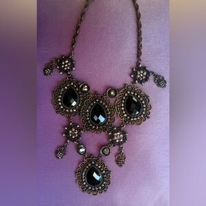 Vintage-Inspired Black and Gold Necklace